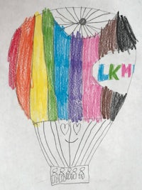 a drawing of a hot air balloon with the word lkm