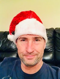 a man wearing a santa hat